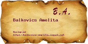 Balkovics Amelita névjegykártya